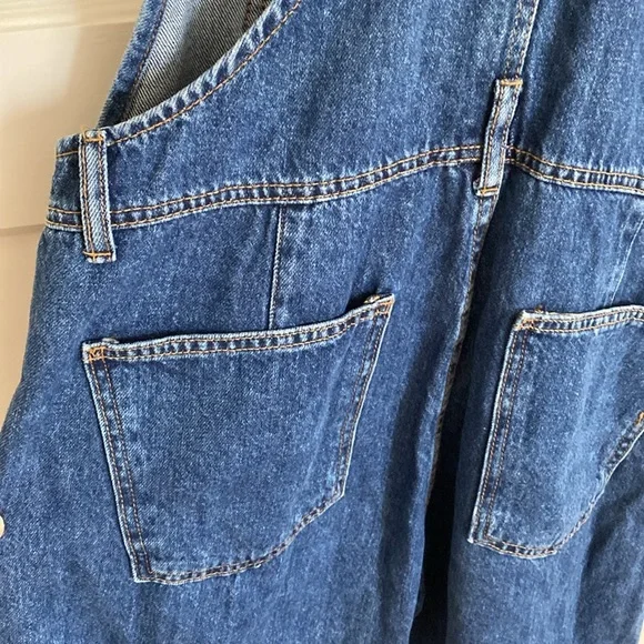 NWOT Free People Ziggy Medium Blue Denim Overalls - Picture 8 of 11